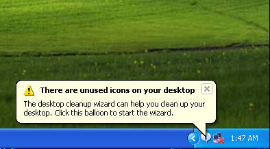 Desktop Cleanup Wizard Balloon Tip